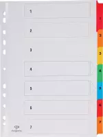 Pergamy tabbladen met indexblad, ft A4, 11-gaatsperforatie, geassorteerde kleuren, set 1-7