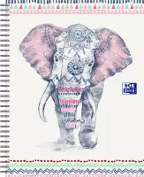 Oxford Boho Chic - schrijfblok - A4+ - Ruit - 120 pagina's - hardcover notitieboek - olifant