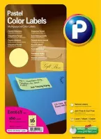 Printec Pastel Geel etiketten - 10 vel - 105x37mm - 16 labels per A4 - 160 gekleurde stickers per doos