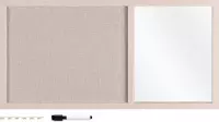 Navaris prikbord en spiegel in één - Memobord - 70 x 35 cm - Prikbord van textiel - Wandbord inclusief marker en punaises - Crème