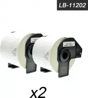 2x Brother DK-11202 Compatible voor Brother 's range of QL printers, 62mm * 100mm