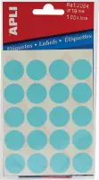 68x Apli ronde etiketten in etui diameter 19mm, blauw, 100 stuks, 20 per blad (2064)