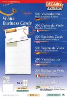 2x Decadry visitekaarten TopLine 500 kaartjes (10 kaartjes 85x54mm per A4), rechte hoeken
