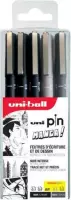 Uni Pin Fineliner set - Grijs/zwart 5x Manga-set