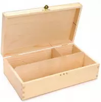 Houten tekendoos blank, 3 vakken