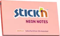 Stick'n sticky notes - 76x127mm, neon roze, 100 memoblaadjes