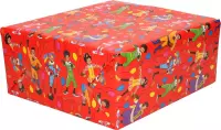 1x Rollen inpakpapier/cadeaupapier Club van Sinterklaas rood 200 x 70 cm - Cadeaupapier/inpakpapier voor 5 december pakjesavond