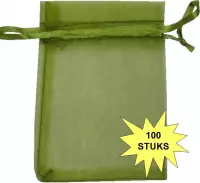 Fako Bijoux® - Organza Zakjes - 10x15cm - Mosgroen - 100 Stuks