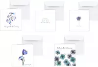 condoleance kaarten - sterktekaarten - rouw - met oprechte deelneming  - paars - bloemen