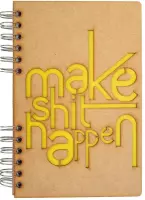 KOMONI - Duurzaam houten Schetsboek - Gerecycled papier - Navulbaar - A4 - Blanco -   Make Shit Happen
