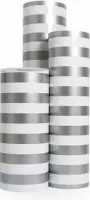 Cadeaupapier Luxe Zilver-Wit Gestreept - Rol 30cm - 200m - 90gr | Winkelrol / Toonbankrol / Geschenkpapier / Kadopapier / Inpakpapier