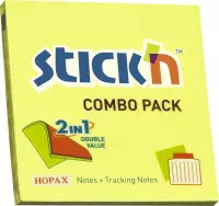 Stick'n sticky notes - 76x76mm, neon geel, + gratis 5 tracking notes gelijnd