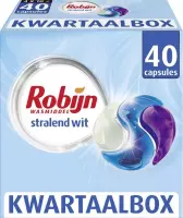 Robijn Stralend Wit 3 in 1 Wascapsules speciaal voor de witte was - 40 wasbeurten kwartaalbox