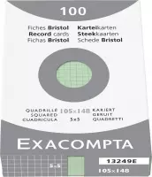 5x etui 100 steekkaarten bristol - geruit 5x5 niet geperforeerd 105x148mm, Groen