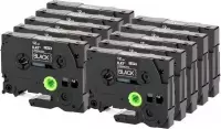 10 Pack Compatible Label Tape TZe-335 / TZ-335 Wit op Zwart 12mm x 8m voor Brother P-Touch PT-310, PT-310B, PT-320, PT-330, PT-340, PT-350, PT-200, PT-2030, PT-2030AD