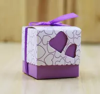 5 Cadeaudoosjes - Paars - 5x5x5,3cm - Babyshower - met strik / lint - Gift Box / Bedankt