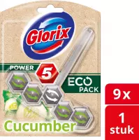 Glorix Power 5 Wc Blok - Eco Cucumber - 9 stuks - Voordeelverpakking