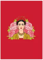 Notitieboek - A4 - Rood - Frida - Kahlo - Gelijnd - Softcover - Elastiek - Werk - Dagboek - Studie - Cadeau - School - Schrijfboek - Logboek - Vrolijk