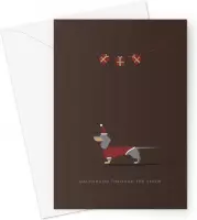Hound & Herringbone - Blauwe Teckel Kerstkaart - Blue and Tan Dachshund Festive Greeting Card