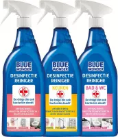 Blue Wonder - desinfectie reiniger sprays - desinfectie pakket - Original + Keuken + Bad & WC 3x 750ml
