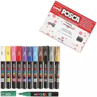 Uni Posca Marker, lijndikte: 0,7 mm,  PC-1M , diverse kleuren, extra-fijn, 12stuks