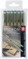 Fineliner Bruynzeel Pigma Micron Zwart Assorti - Etui a 6 Stuks