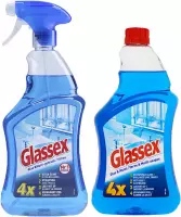 1 x Glassex Glas & Multi oppervlakte spray 750ml + 1 x Glassex Glas & Multi spray navulling 750 ml - Voordeelverpakking