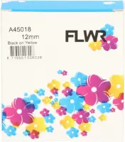 FLWR - Printetiket / 45018 / Zwart op Geel - geschikt voor Dymo