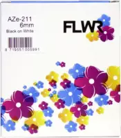FLWR - Printetiket / TZe-211 / Zwart op Wit - geschikt voor Brother
