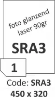 Rayfilm R0119.1123.A.SRA3 Hoogglans zelfklevende etiketten voor laser 80gr 320x450 mm - 1 per blad - 100 etiketten per doos van 100 vel