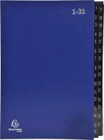 6x Sorteermap Ordonator® - 32 indelingen - genummerde tabs van 1 - 31, Blauw