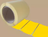 Blanco etiketten op rol - 100 x 50 mm rechthoek - mat geel papier