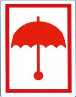 Waarschuwings etiket Rode Paraplu, 100x70mm, 500 etik/rol