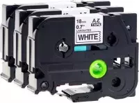3 Roll Compatible voor Brother TZe-241 / TZ-241 18mm x 8m Label Tape Cassette Zwart op Wit voor PT-2430PC, PT-2450DX, PT-2470, PT-2480, PT-2700VP, PT-2730VP, PT-3600, PT-7600VP, PT