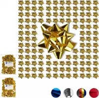 Relaxdays 300x cadeaustrik - set - goud - starbows - decoratie strikken