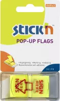 Stick'n Index tabs handtekening wijzer - 45x25mm, neon geel, 50 sticky tabs