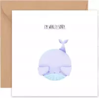 I'm Whaley Sorry - Het spijt me kaart - Een schattige goedmaak kaart met walvis illustratie - Vergeef mij gebaar - Verontschuldiging attentie
