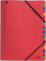 5x Leitz bureau sorteermap, karton, A4, 12 tabs, rood