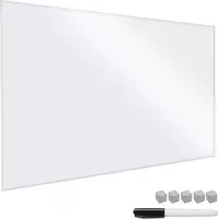 Magnetisch glasbord zuiver wit - 90 x 60 cm uitwisbaar - Notitie whiteboard voor Muur, Keuken, Kantoor - Inclusief markers en magneten