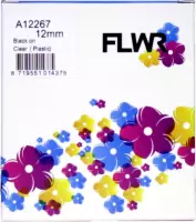 FLWR - Printetiket / 12267 / Zwart op Transparant - geschikt voor Dymo
