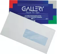 25x Gallery enveloppen 114x229mm, met venster rechts, gegomd, pak a 50 stuks