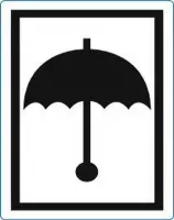 Waarschuwings etiket Zwarte Paraplu, 100x70mm, 500 etik/rol
