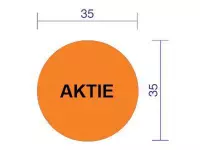 Sticker/etiket rond 35mm Fluor oranje "Aktie"