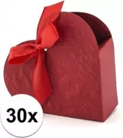 30x bruiloft kado doosjes rood hart - cadeaudoosjes huwelijk