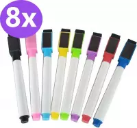 Whiteboard Stiften - Marker Inclusief Wisser - 8 Verschillende Kleuren