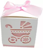 DW4Trading® Geschenkdoosjes babyshower set van 5 kinderwagen roze