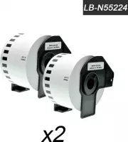 2x Brother DK-55224 Compatible voor Brother 's range of QL printers, 54mm * 30.48m