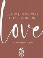 Ansichtkaart - A6 - 10x15cm - Bordeauxrood - Christelijk - Let all that you do be done with love - 4 stuks