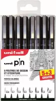 Uni Pin Fineliner 8 Set – 5 + 3 Gratis
