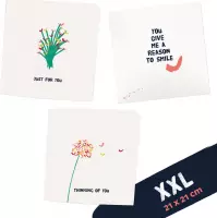 XXL VOOR JOU Gevouwen wenskaarten set 21x21 cm inclusief envelop  - voor jou - moederdag - zomaar - denk aan jou - bloemen